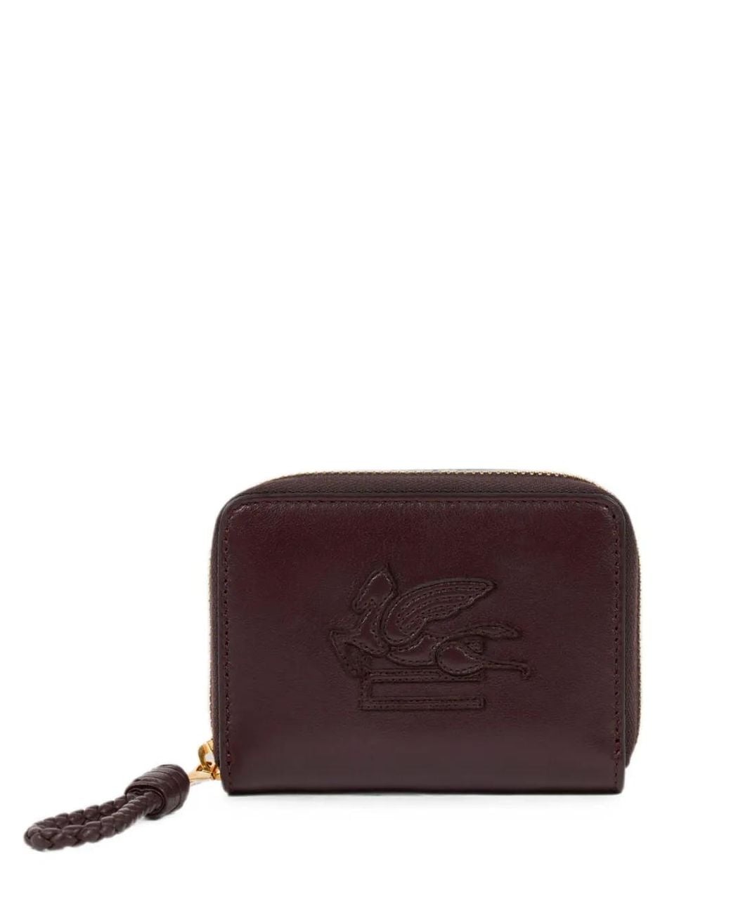 Etro Purple Libra Compact Zip-Around Leather Wallet Wih Pegaso