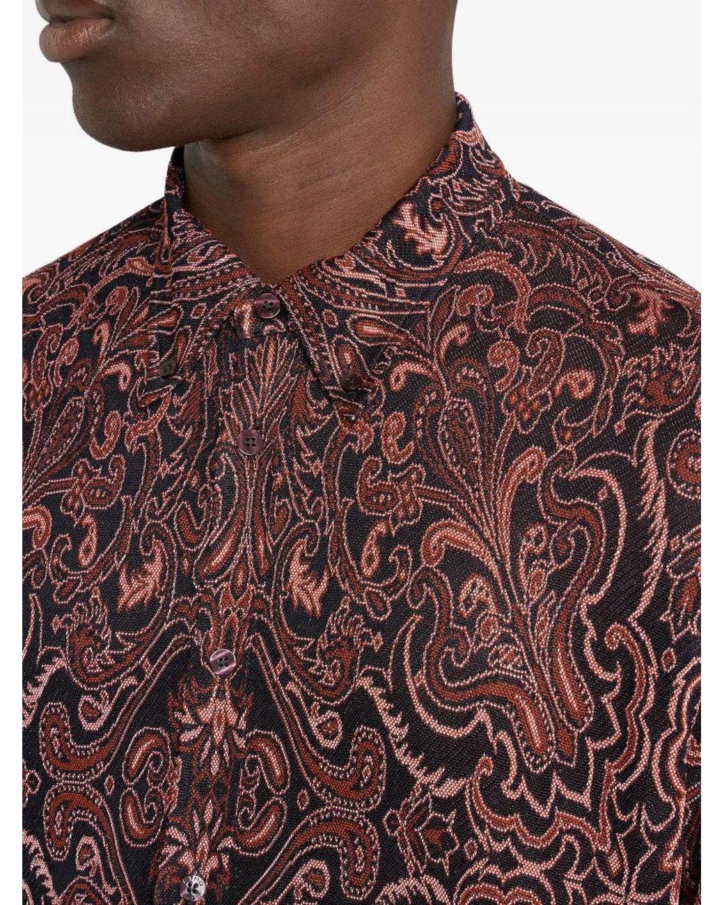 Etro Brown Paisley-Jacquard Shirt for men