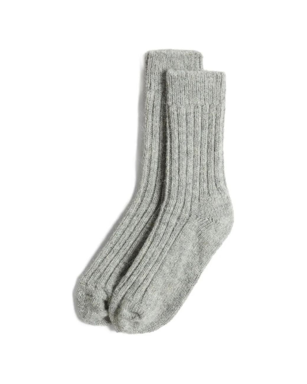 Woolrich Gray Ribbed-Knit Wool-Blend Socks