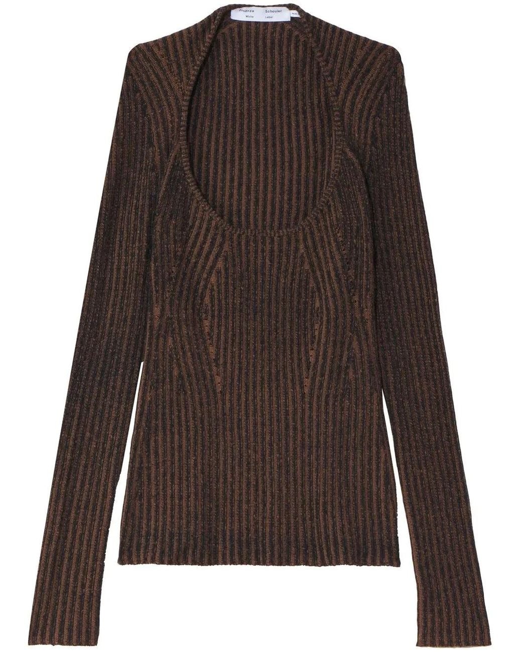 Proenza Schouler Brown Plaited Rib Scoop Neck Jumper