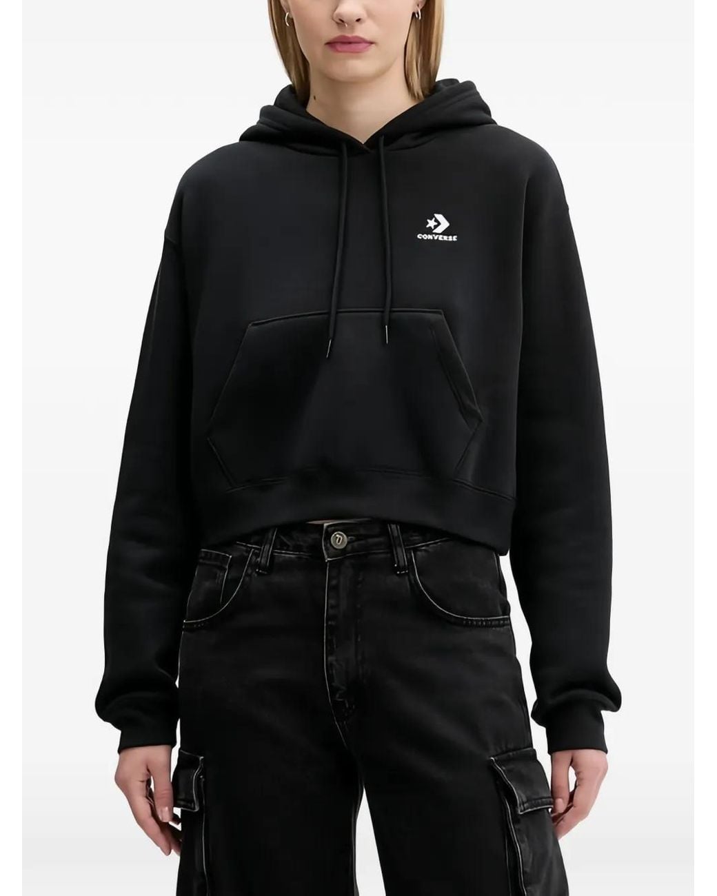 Converse Black Star Chevron Cropped Hoodie