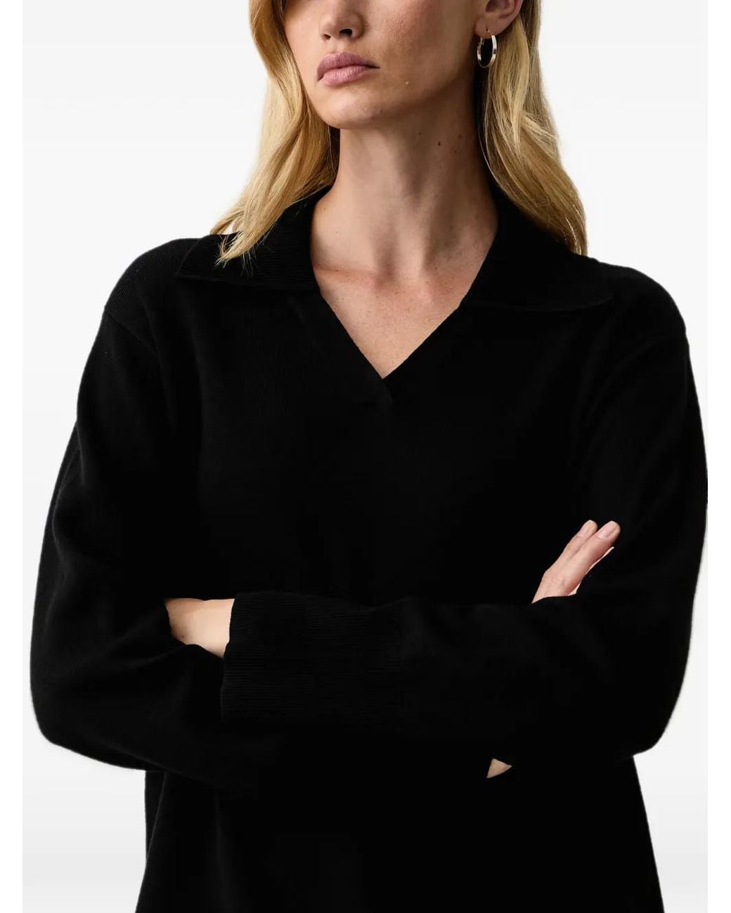 Silvian Heach Black V-Neck Polo Sweater