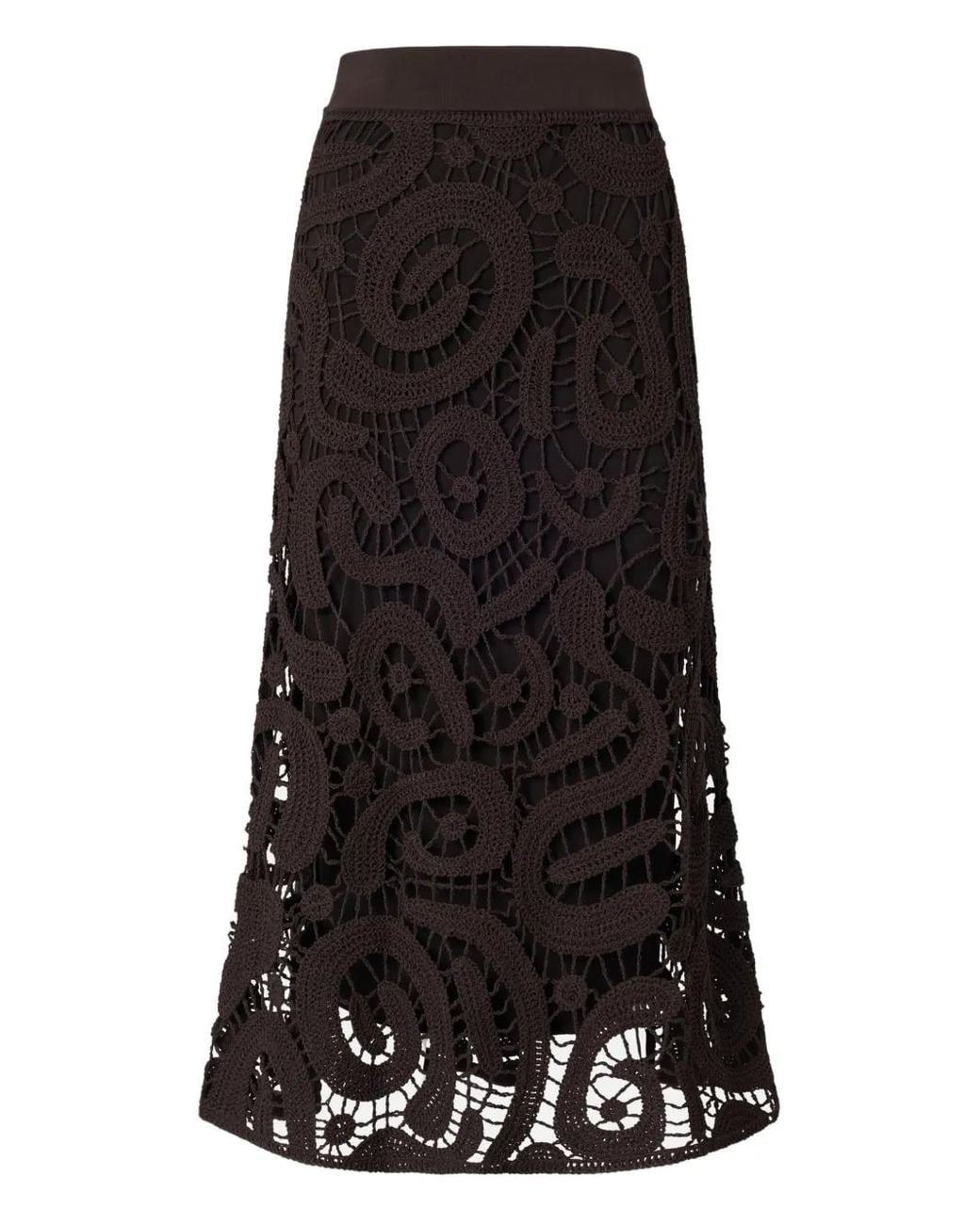 Pinko Black Geometric Crocheted Midi Skirt