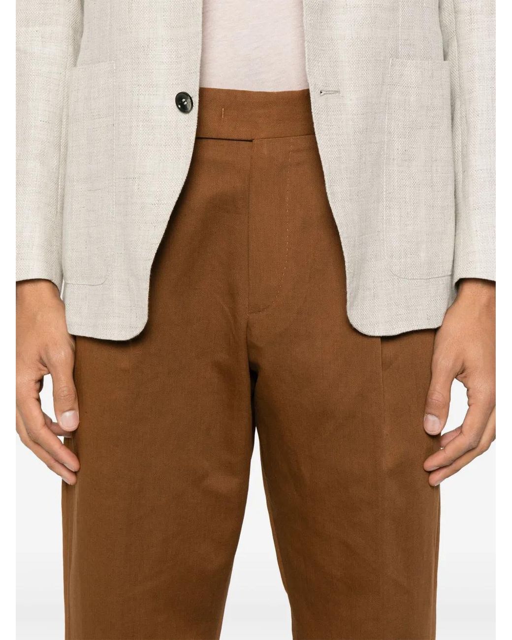 PT Torino Brown Tapered Trousers for men