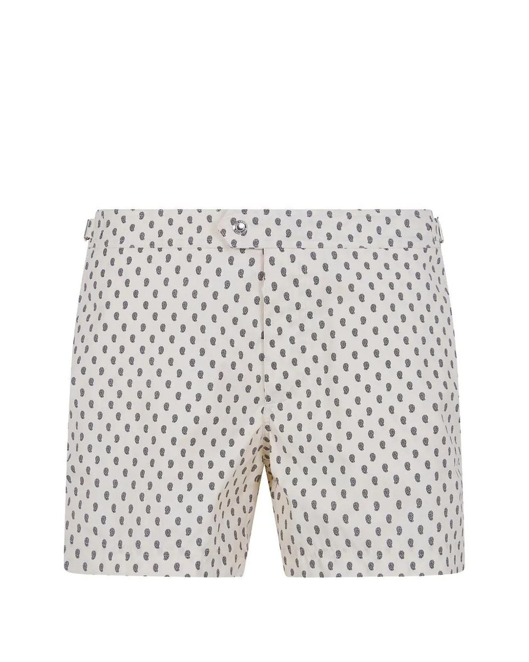 Tom Ford Gray Paisley Print Micro Compact Popeline Wr Swim Shorts for men