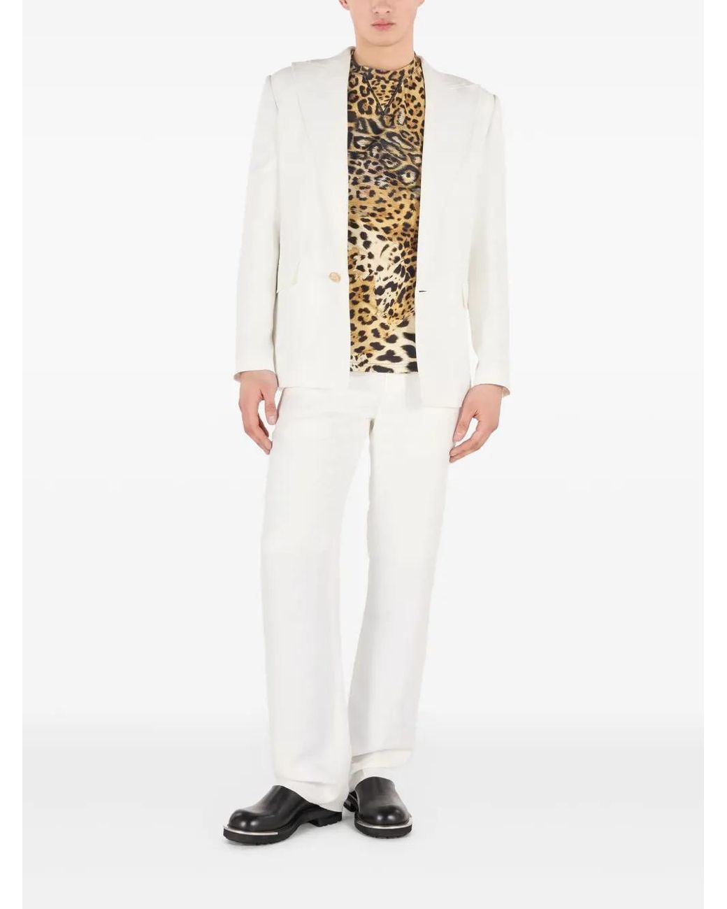 Roberto Cavalli White Single-Breasted Blazer for men