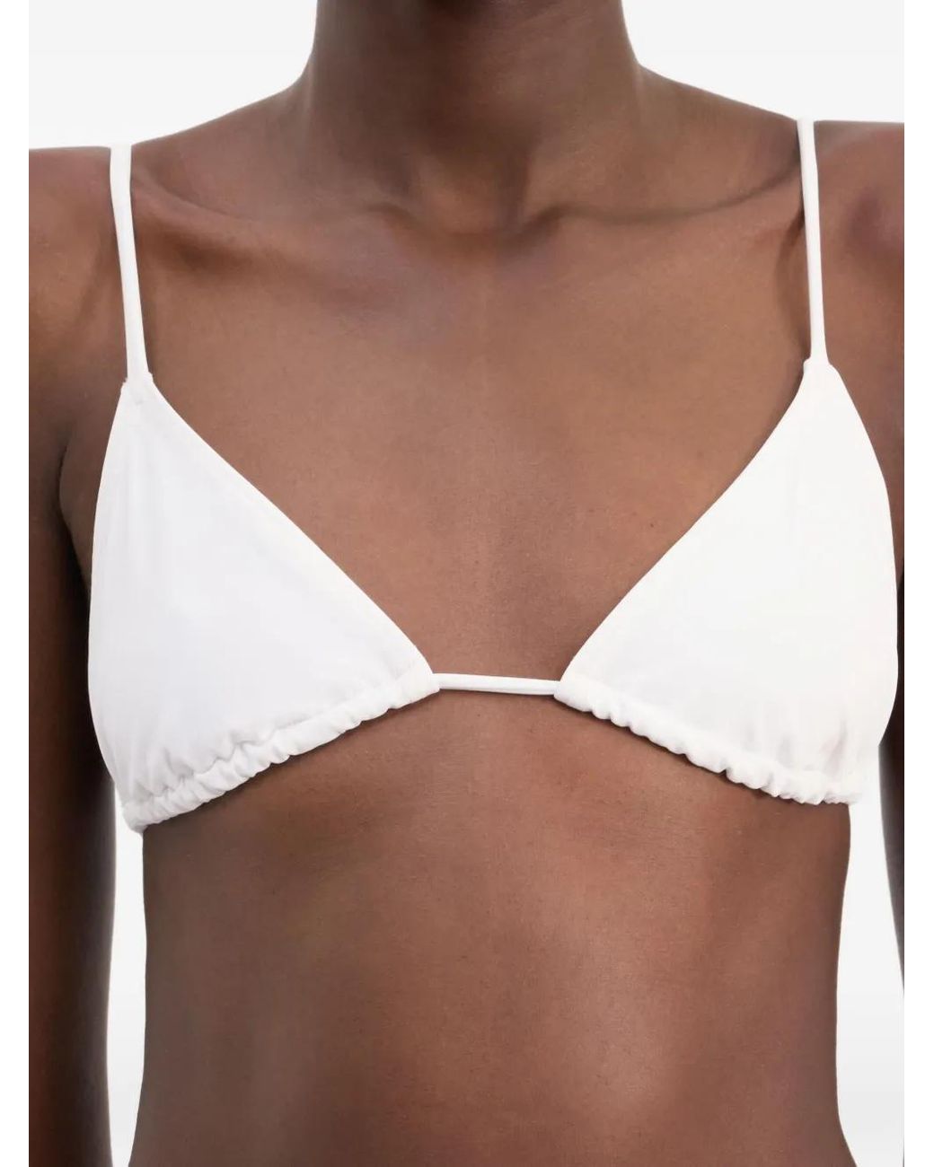 Loulou de Saison White Triangular-Shape Bikini Top