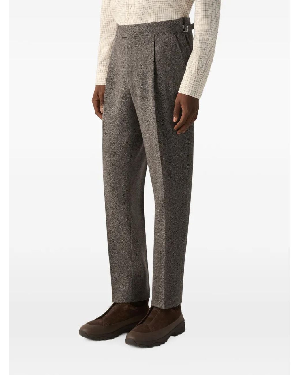 Zegna Gray Light Taupe Wool And Cashmere Pants for men