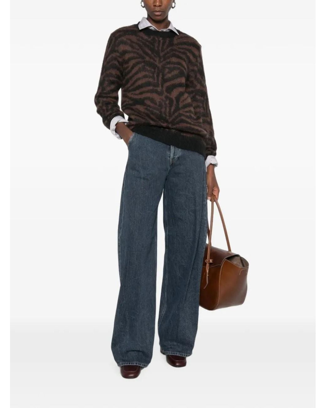 P.A.R.O.S.H. Black Zebra-Pattern Wool Sweater