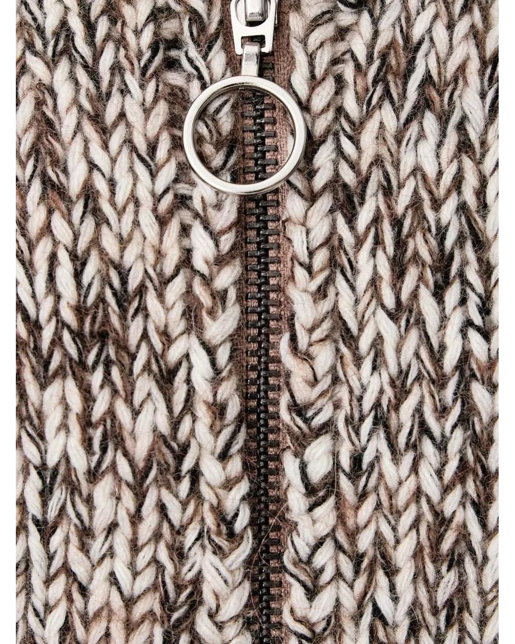 Marc O' Polo Brown Chunky-Knit Zip-Up Cardigan
