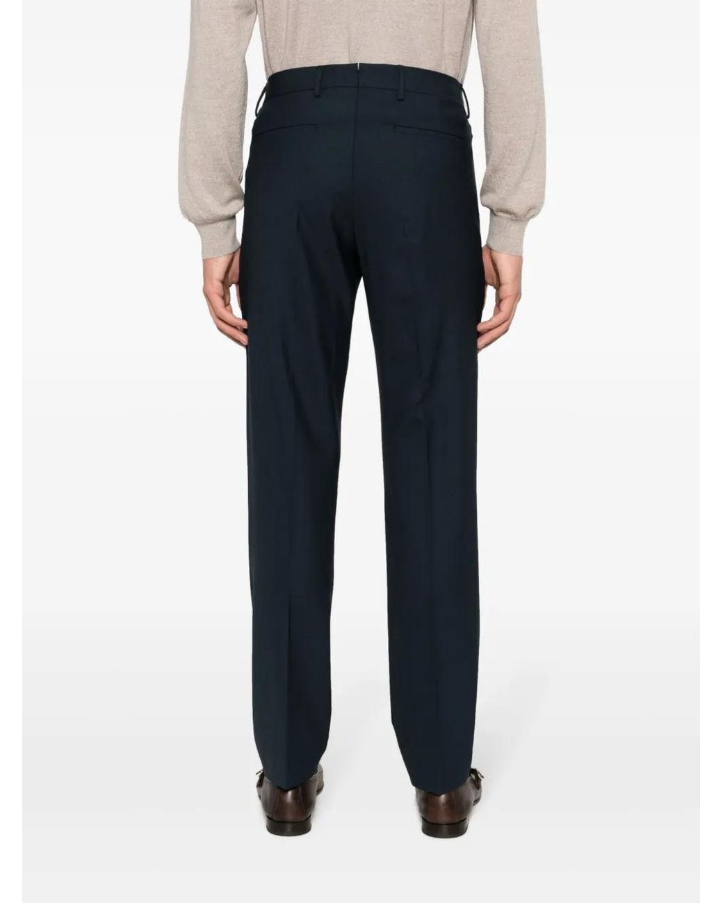 Boggi Blue Mid-Rise Tailored Trousers for men