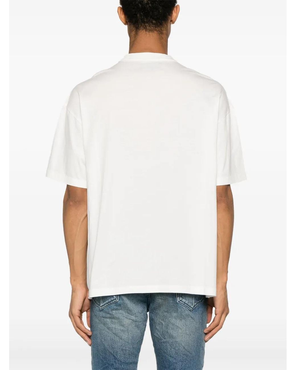 Purple Brand White Logo-Embroidered Cotton T-Shirt for men