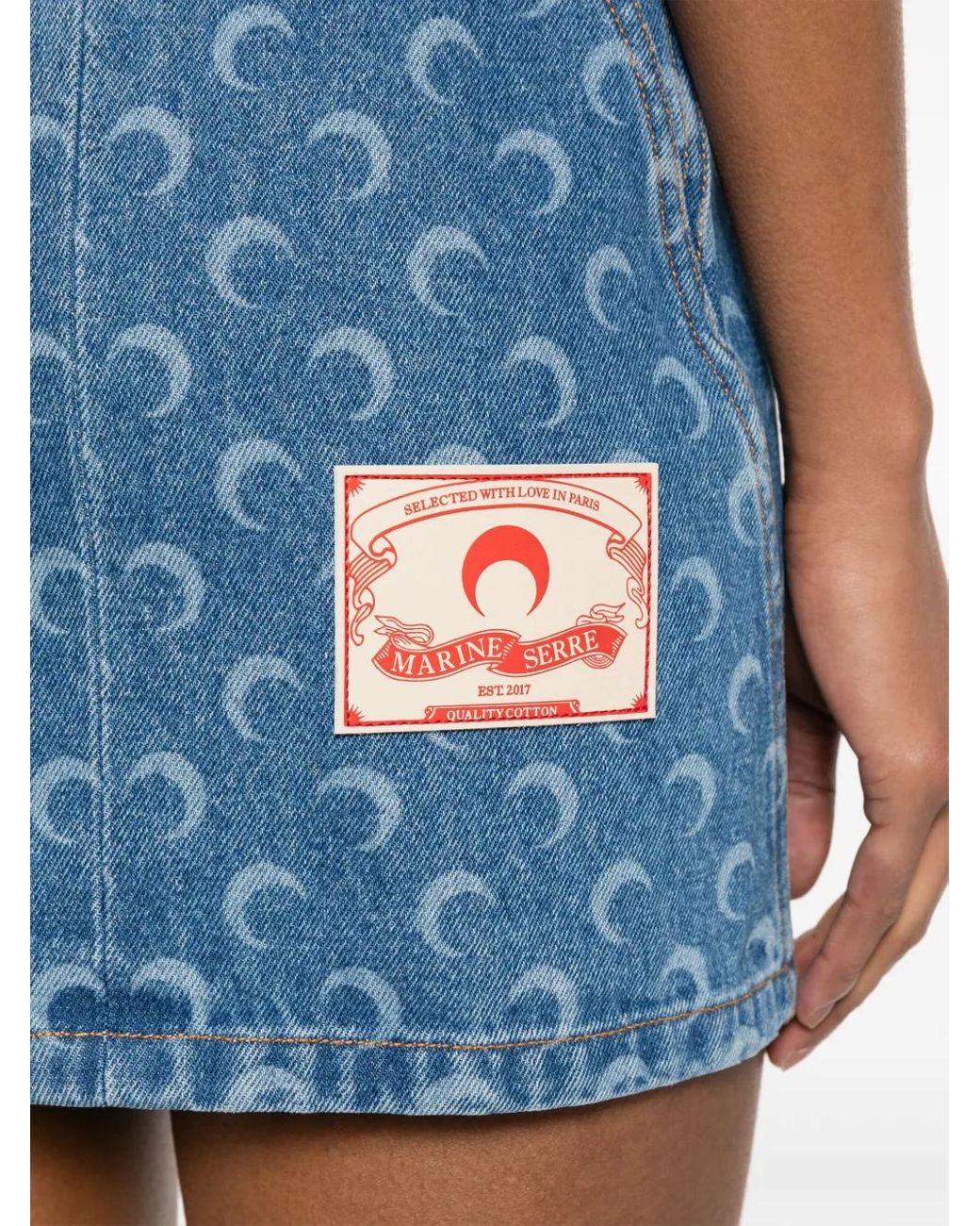 Marine Serre Moon Denim Mini Dress in Blue | Lyst