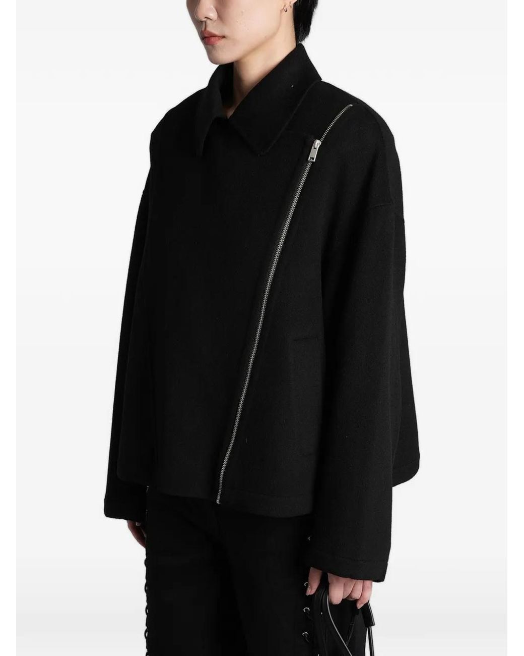 IRO Black Ampstack Asymmetric Zip-Fastening Jacket
