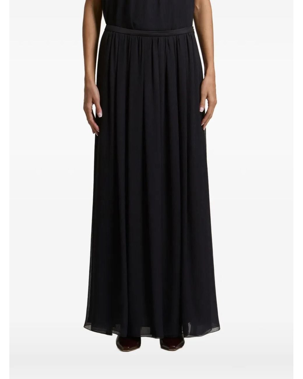 Peserico Black Pleated Maxi Skirt