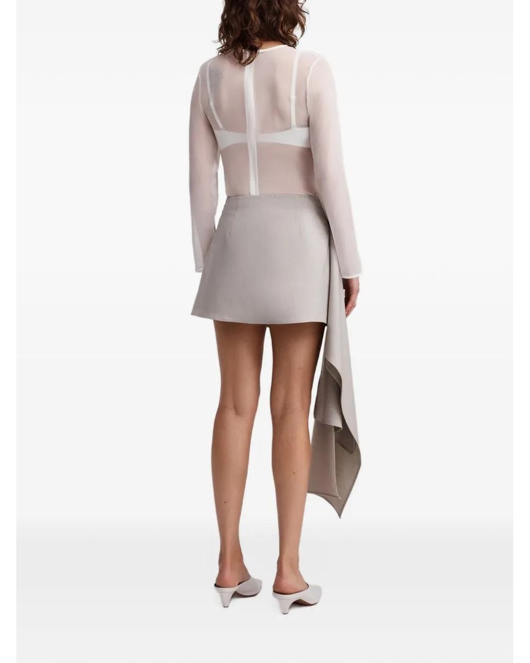 Anna Quan White Ascoli Draped Mini Skirt