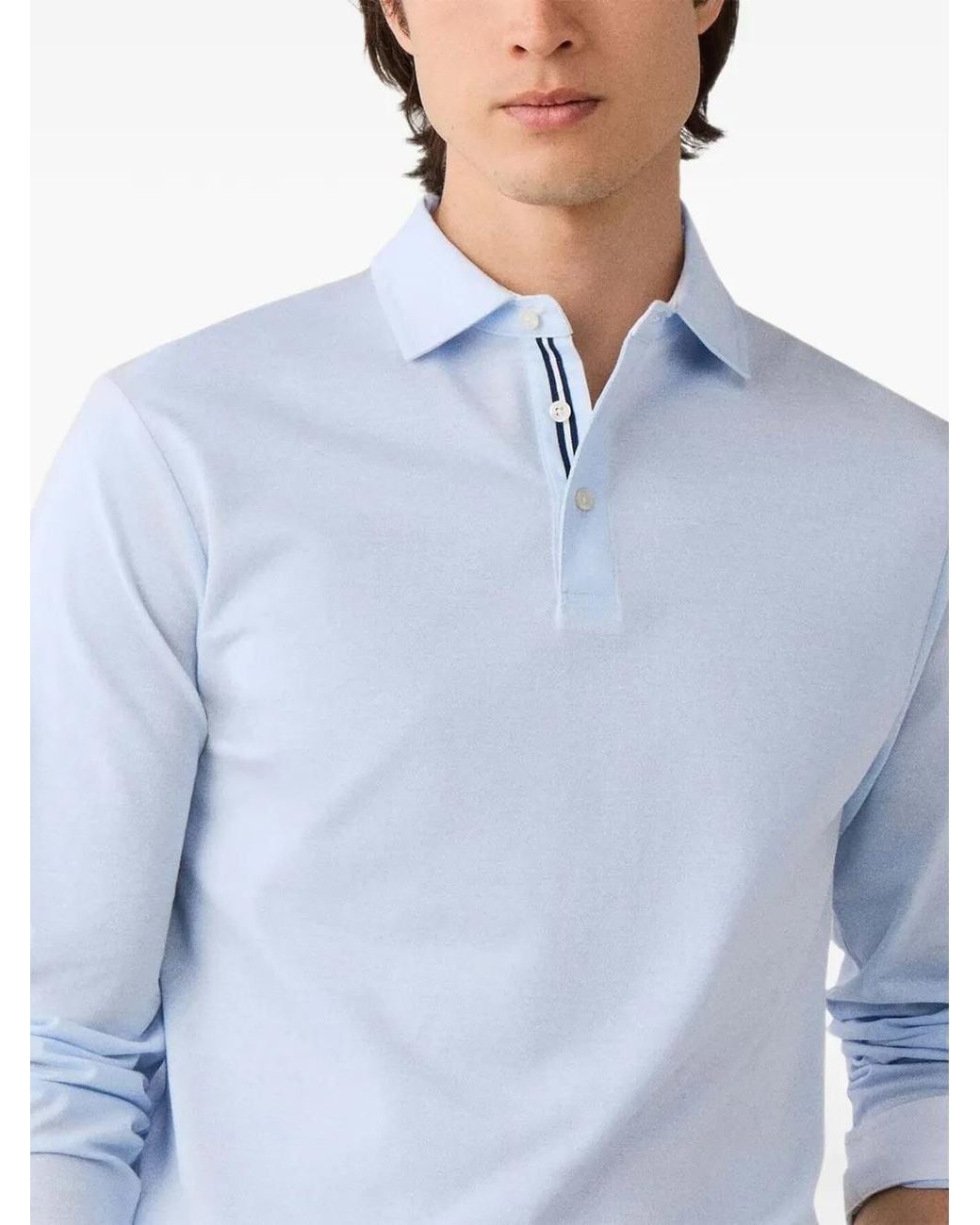Hackett Blue Polo À Manches Longues for men