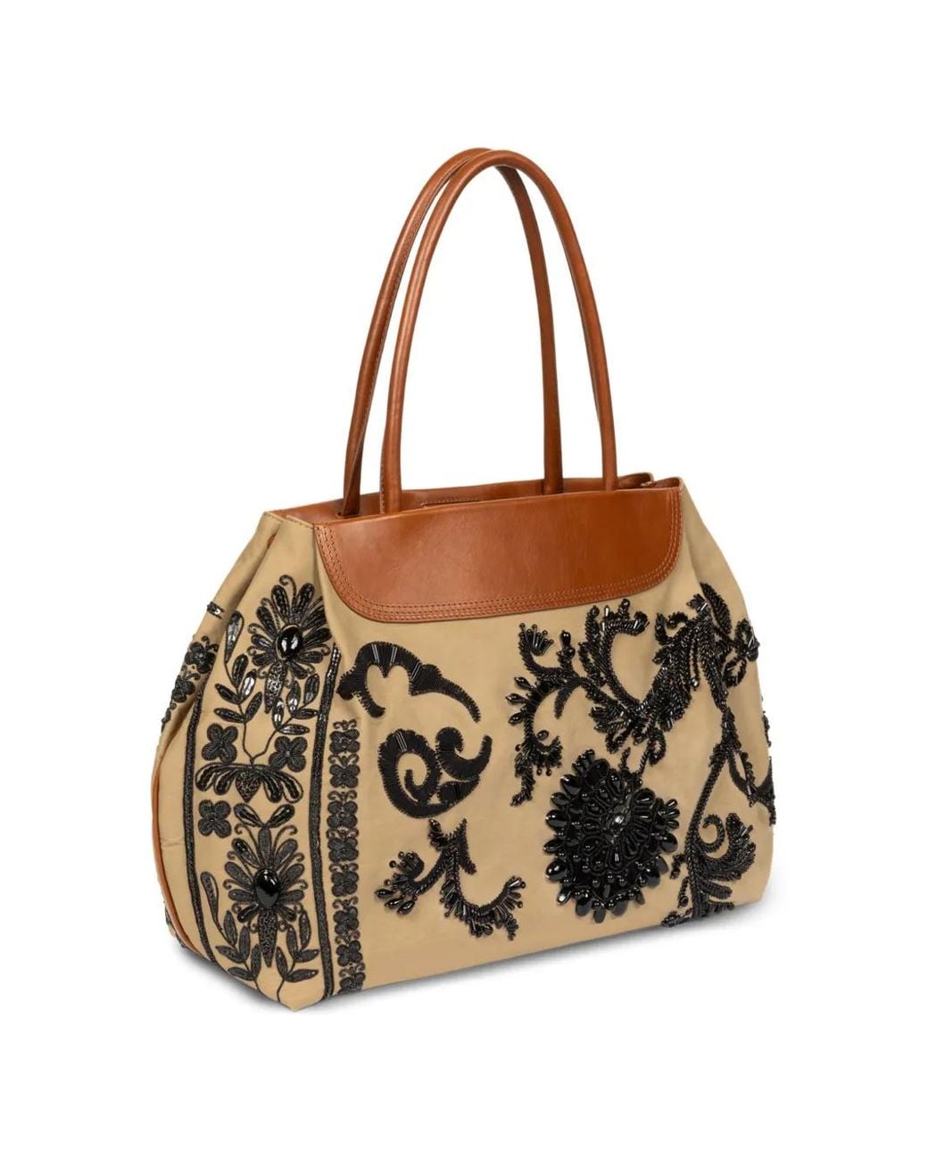 Dries Van Noten Black Embroidered Tote Bag