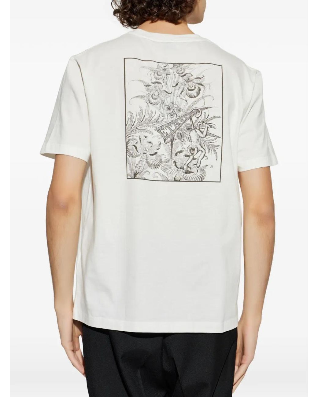 Etro White Pegasus-Embroidered T-Shirt for men