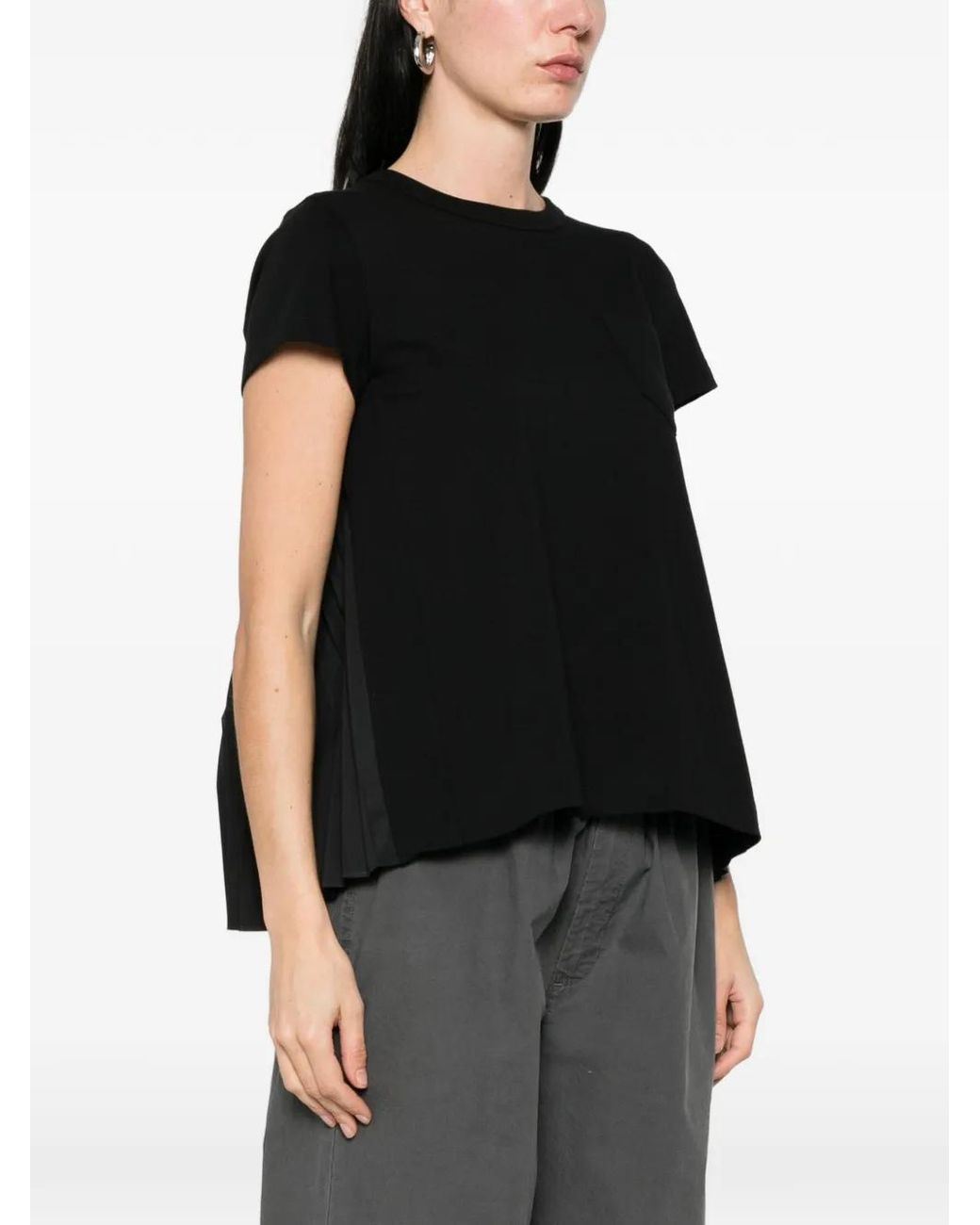 Sacai Black Chest-Pocket T-Shirt for men
