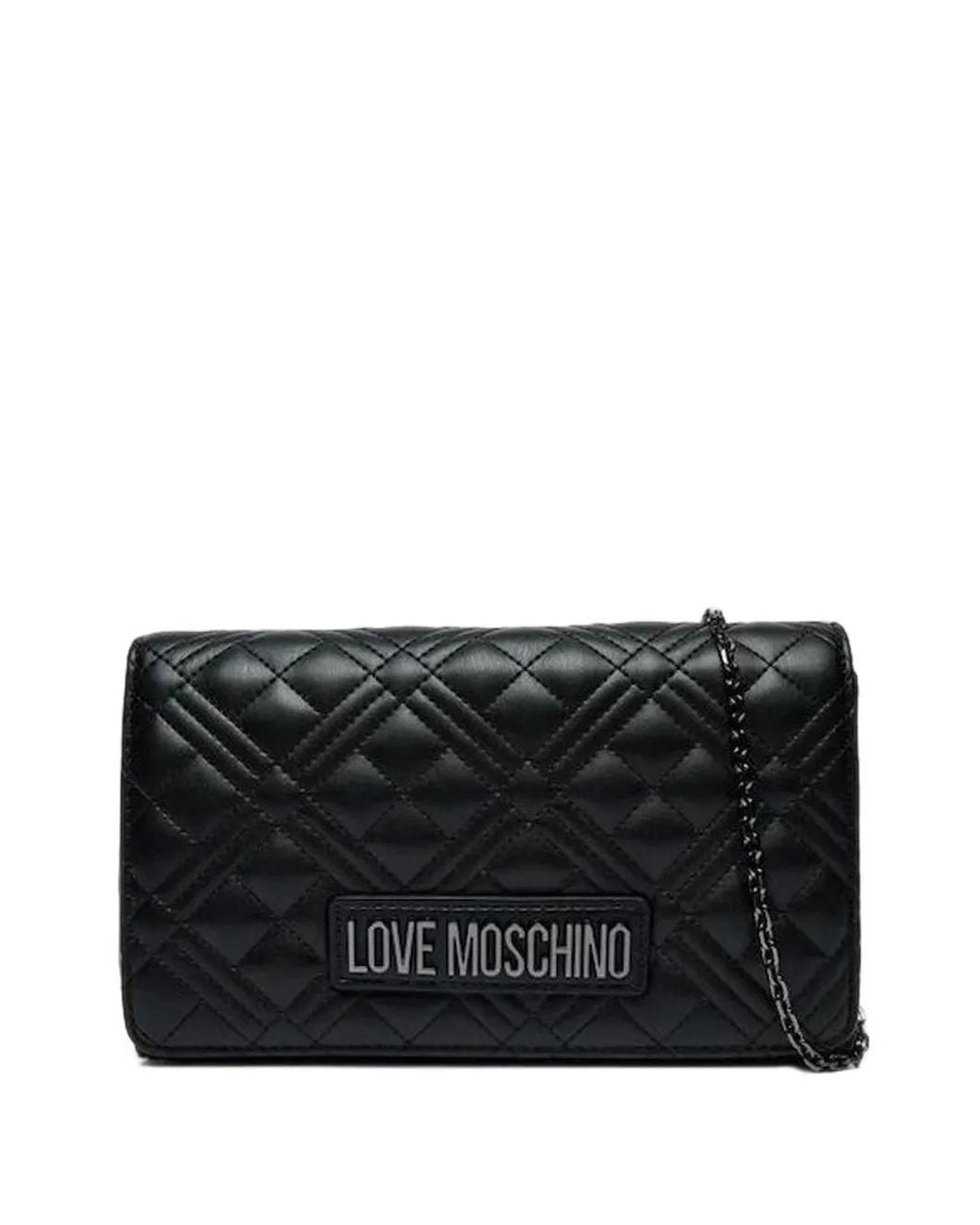 Love Moschino Black Quilted Logo-Patch Shoulder Bag