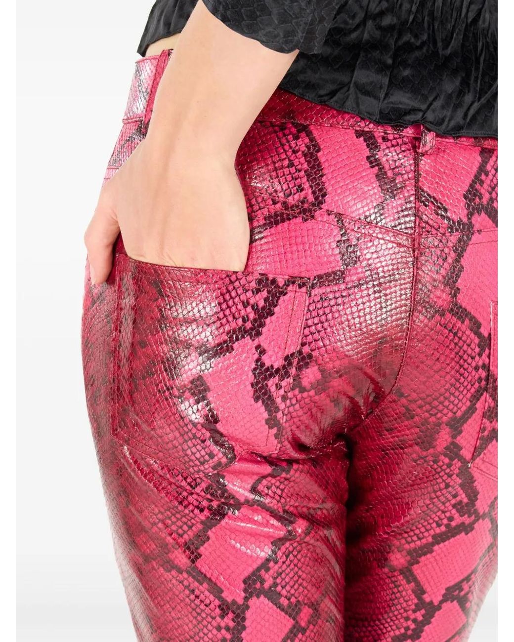 Roberto Cavalli Pink Snake-Print Flared Trousers