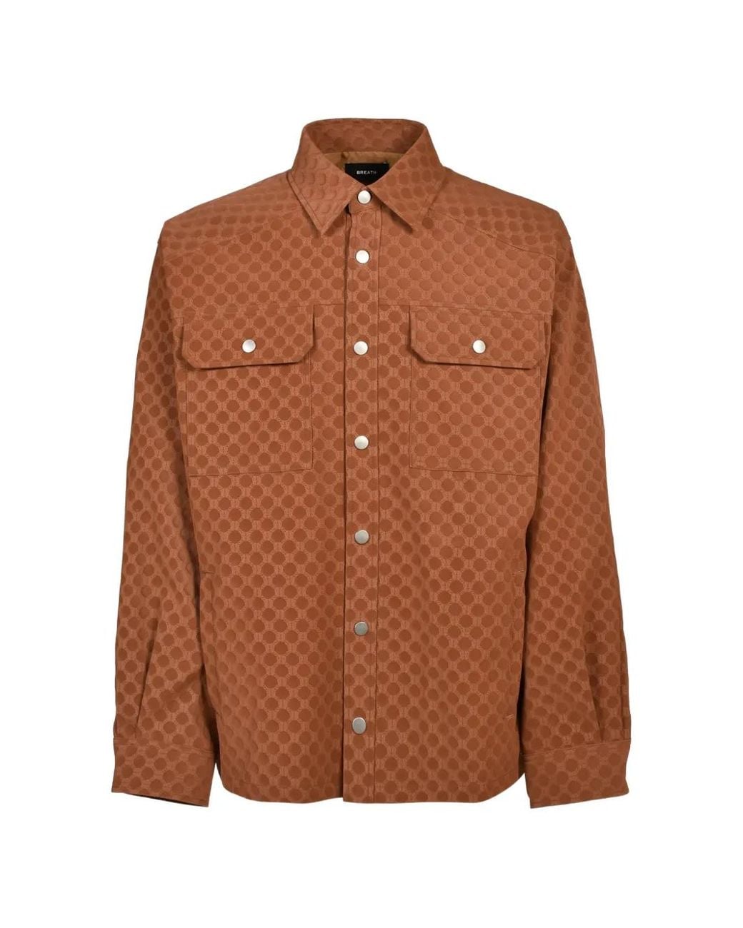BREATH Brown Embossed Faux-Suede Shirt for men