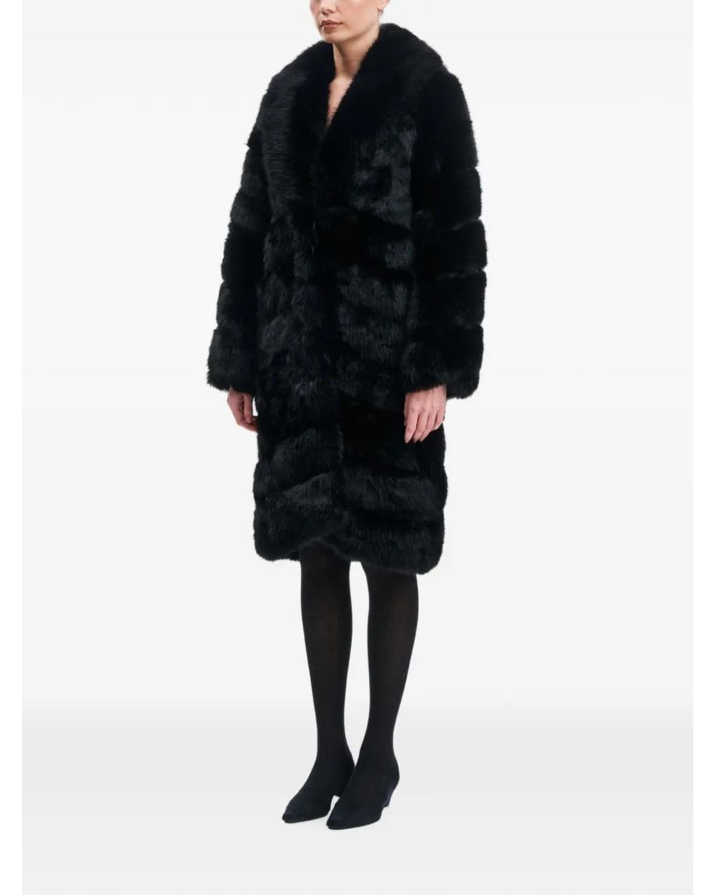 OW Collection Black Copenhagen Faux-Fur Coat