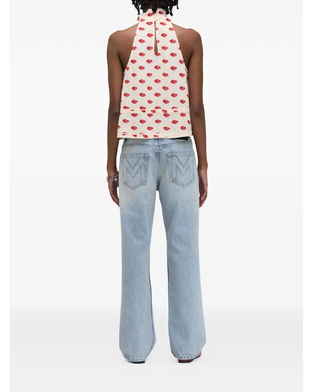 Marc Jacobs Red Lips-Print Halterneck Top