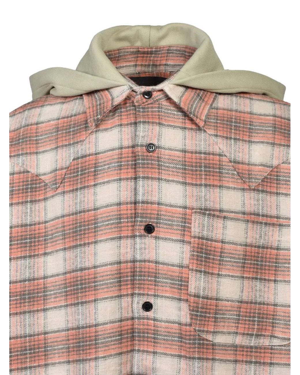 JUN/NAKAYAMA Natural Check Hooded Shirt for men
