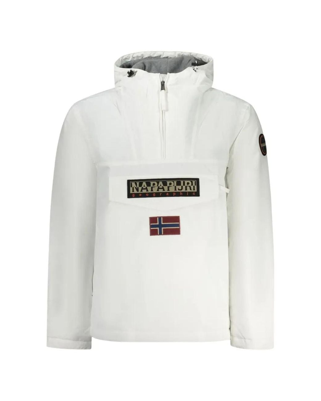 Napapijri White Rainforest Logo-Patch Hoodie for men