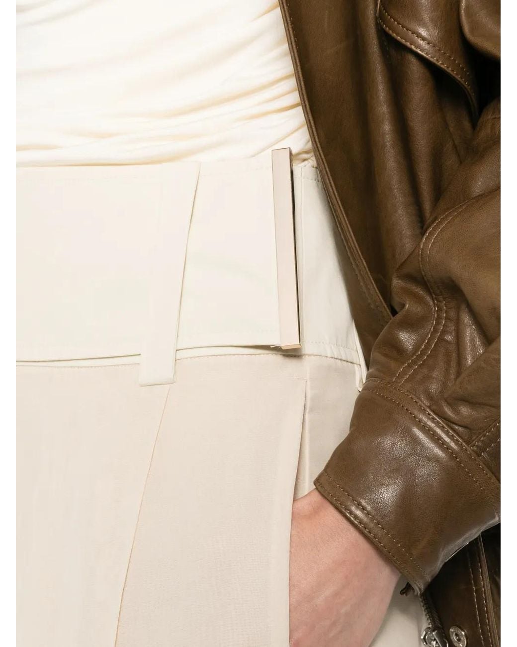 Sportmax White Pleated High-Waisted Trousers