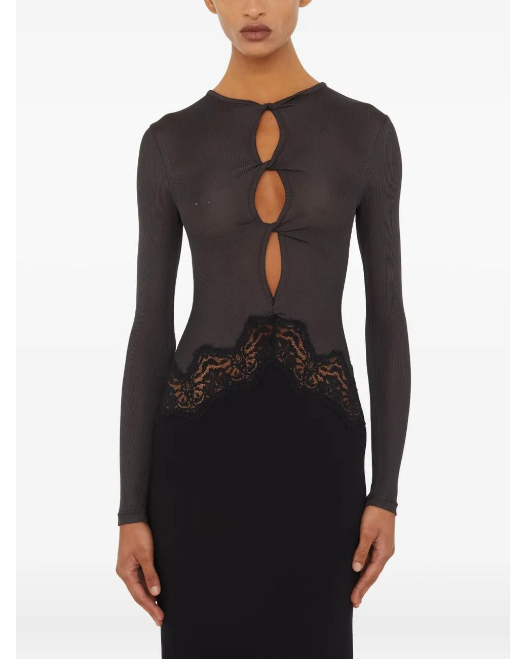 Christopher Esber Twist Verner Lace Long-Sleeve Maxi Dress in Black | Lyst