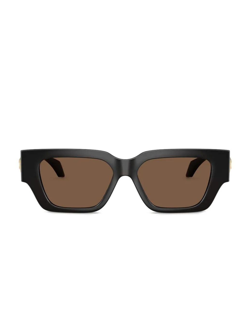 Versace Brown Medusa-Plaque Rectangle-Frame Sunglasses