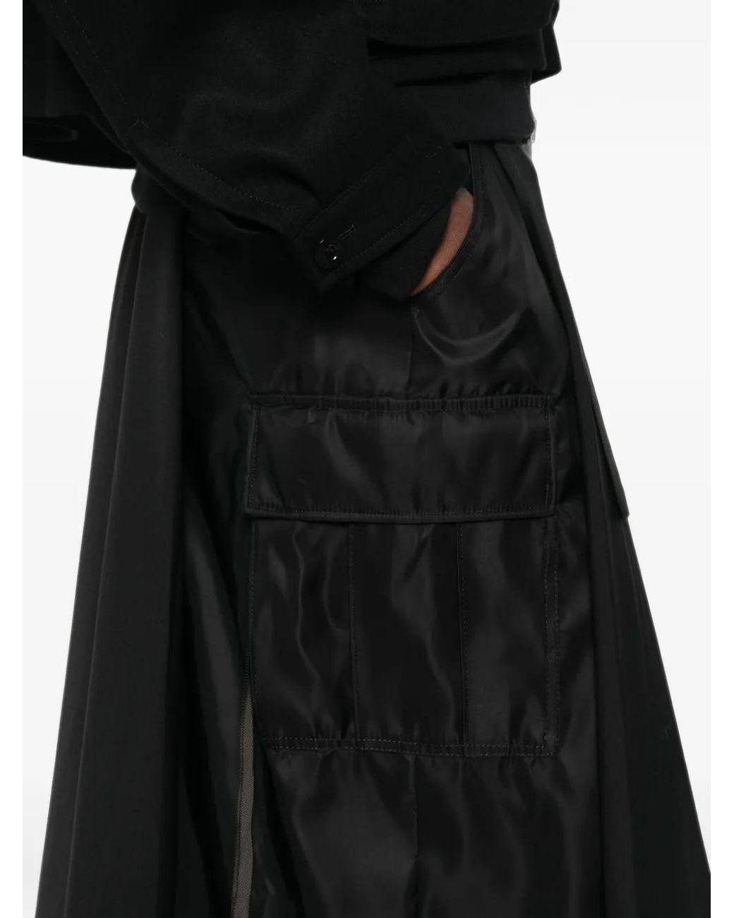 Sacai Black Belted Cargo Midi Skirt