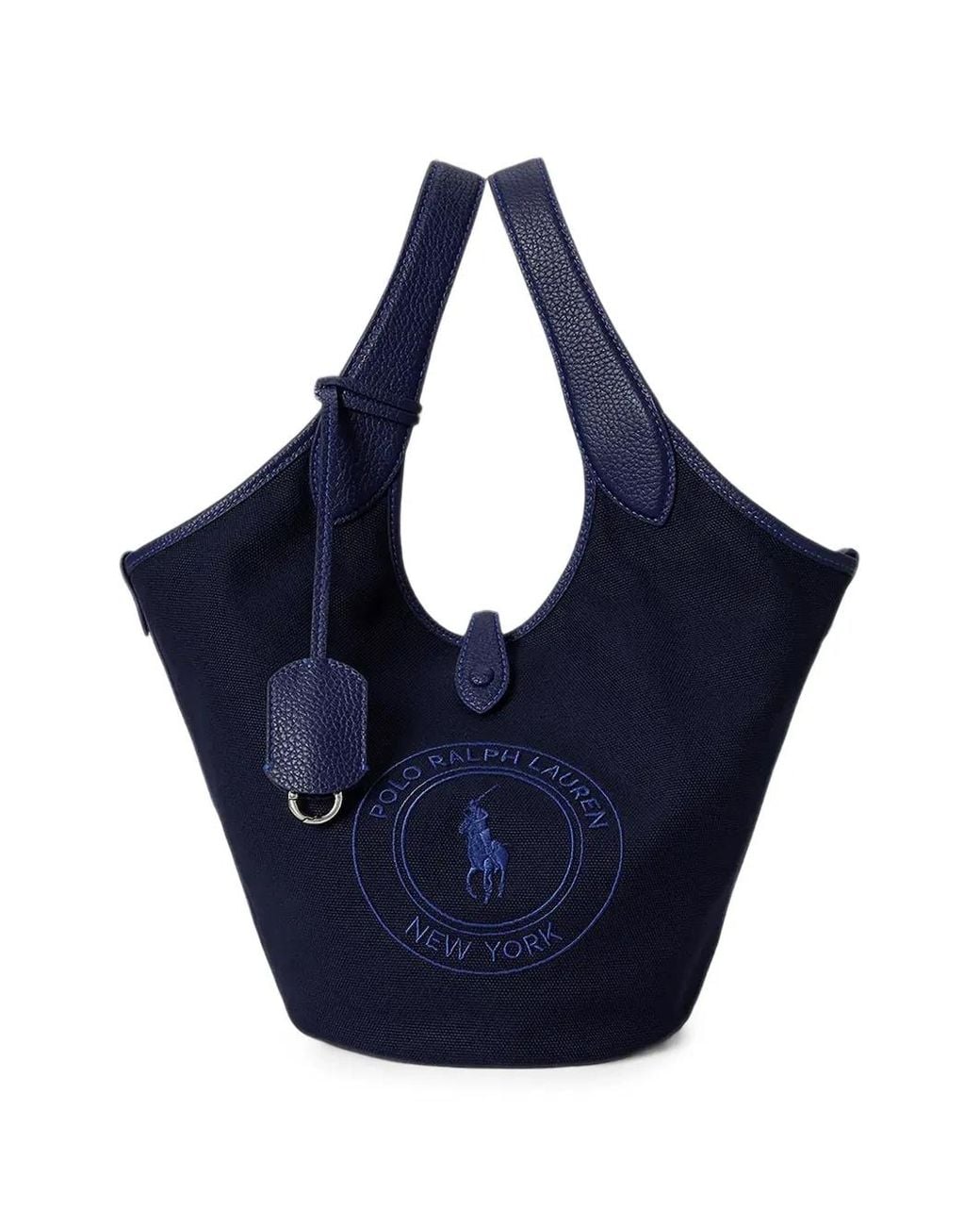 Polo Ralph Lauren Blue Sac Bordé De Cuir À Logo Brodé