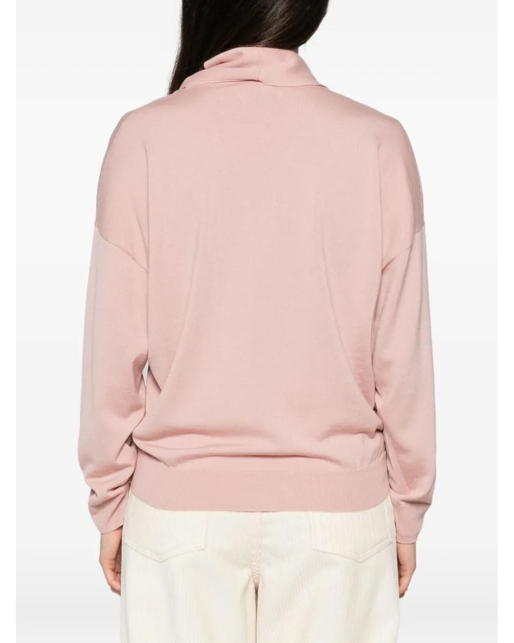 Liviana Conti Pink Draped-Neck Drop-Shoulder Sweater
