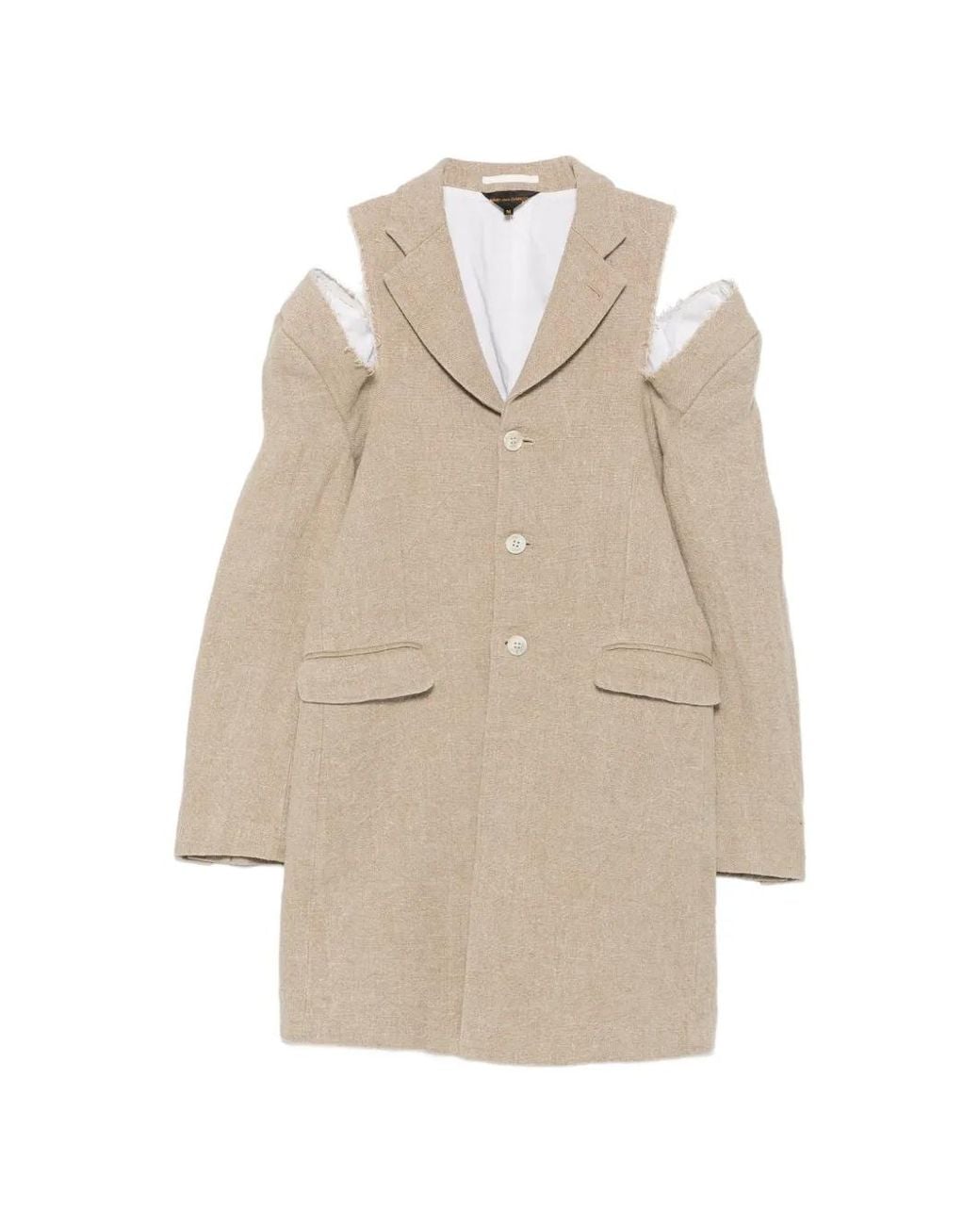 Comme des Garçons Natural Cut-Out Frayed Coat