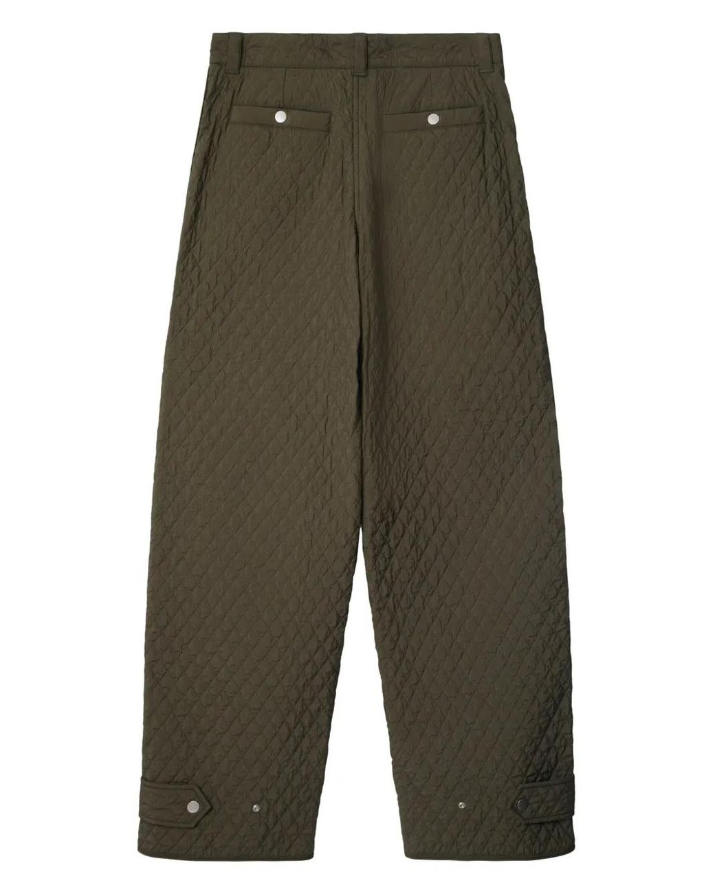 Burberry Green Diamond-Quilted Pleat-Detailing Trousers for men