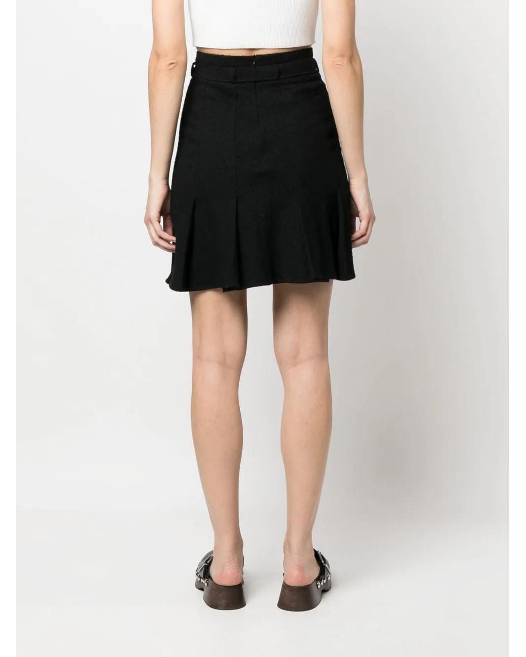 Patou Black Belted A-Line Skirt