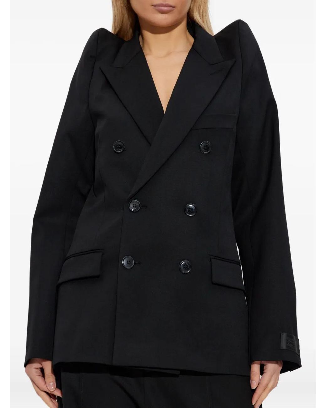 Vetements Black Padded-Shoulder Double-Breasted Jacket