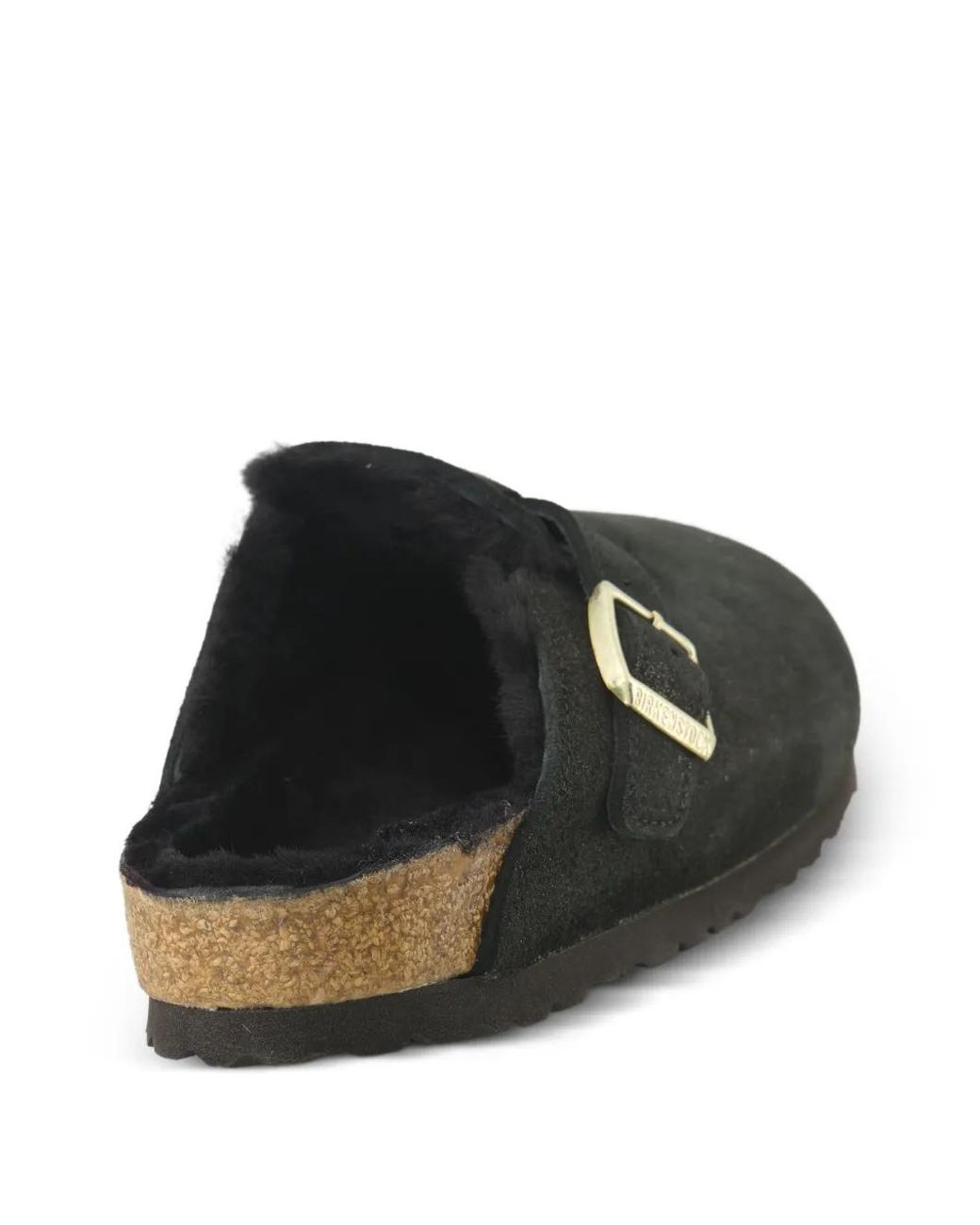 Birkenstock Black Boston Shimmering Buckle Mules