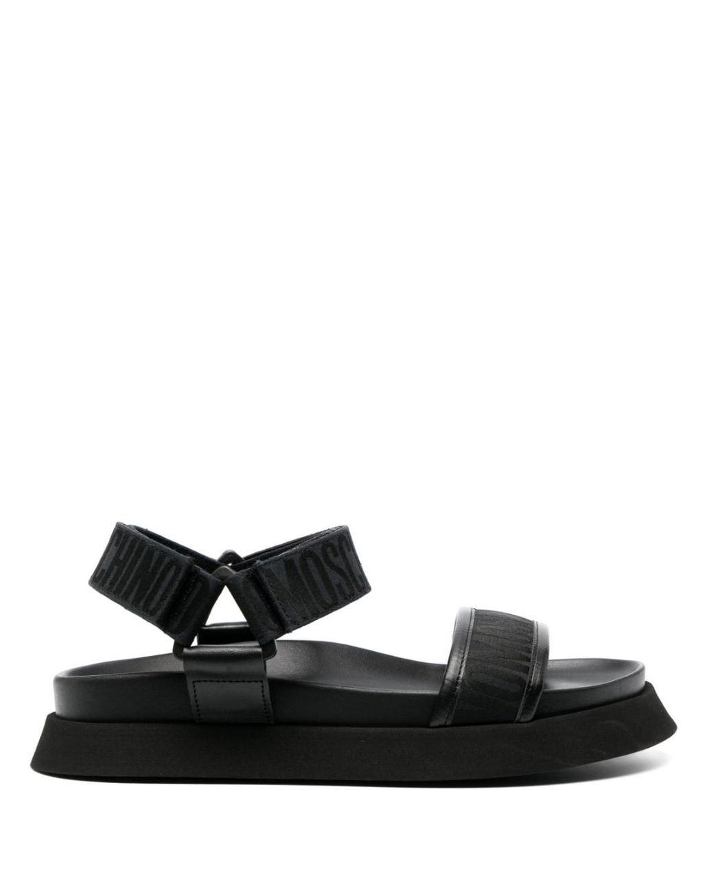 Moschino Logo-print Touch-strap Sandals in Black | Lyst