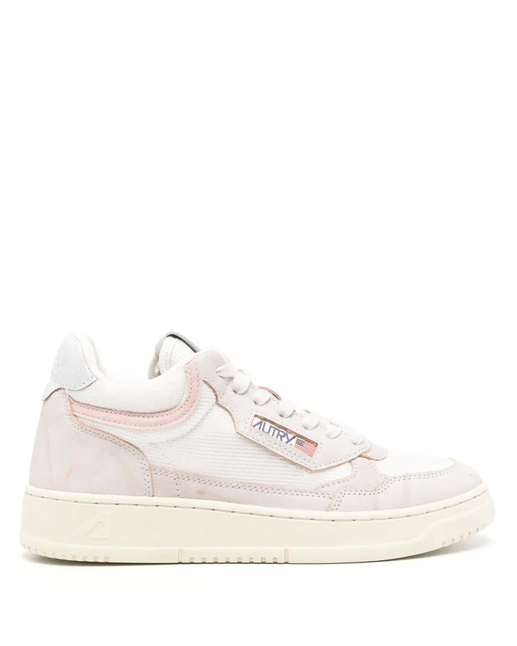 Autry White Open Mid Leather Sneakers