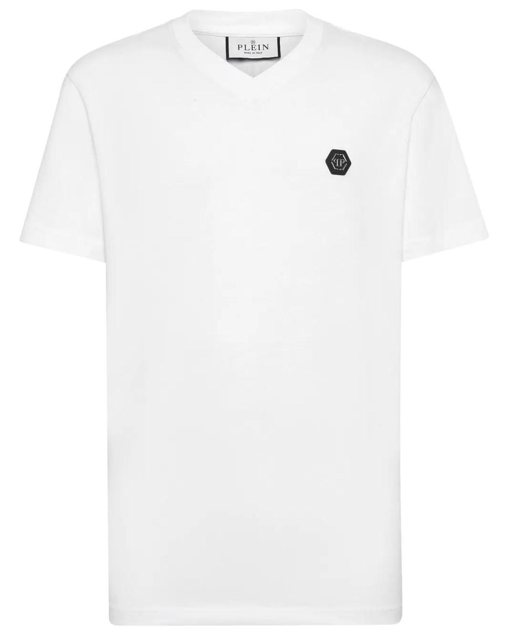Philipp Plein White Gothic Plein-Print V-Neck T-Shirt for men