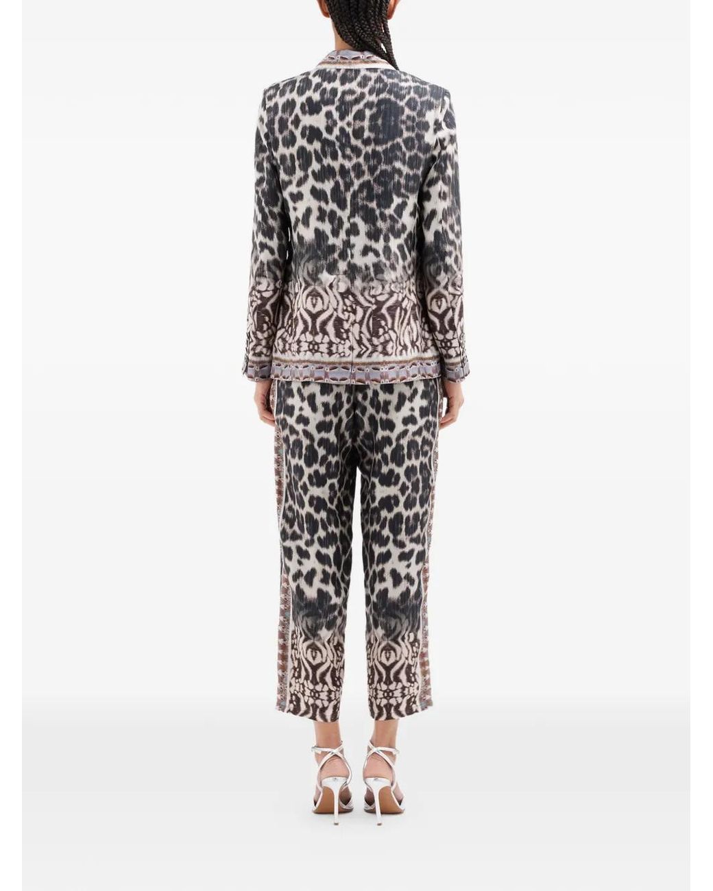 Pierre Louis Mascia Gray Ciadox Animal-Print Single-Breasted Blazer