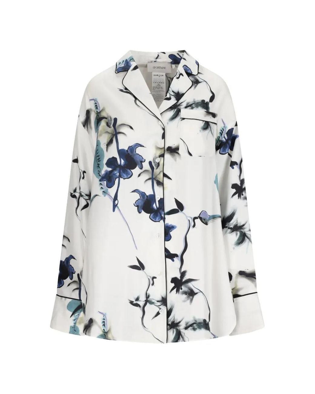 Sportmax White Floral-Print Silk Shirt