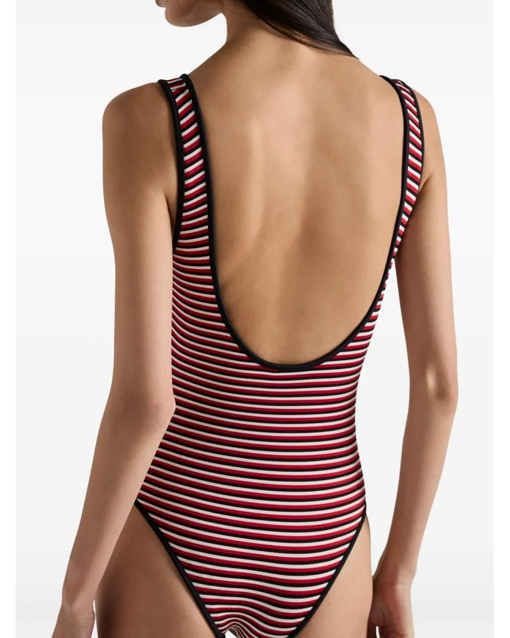 Prada Red Striped Swimsuit