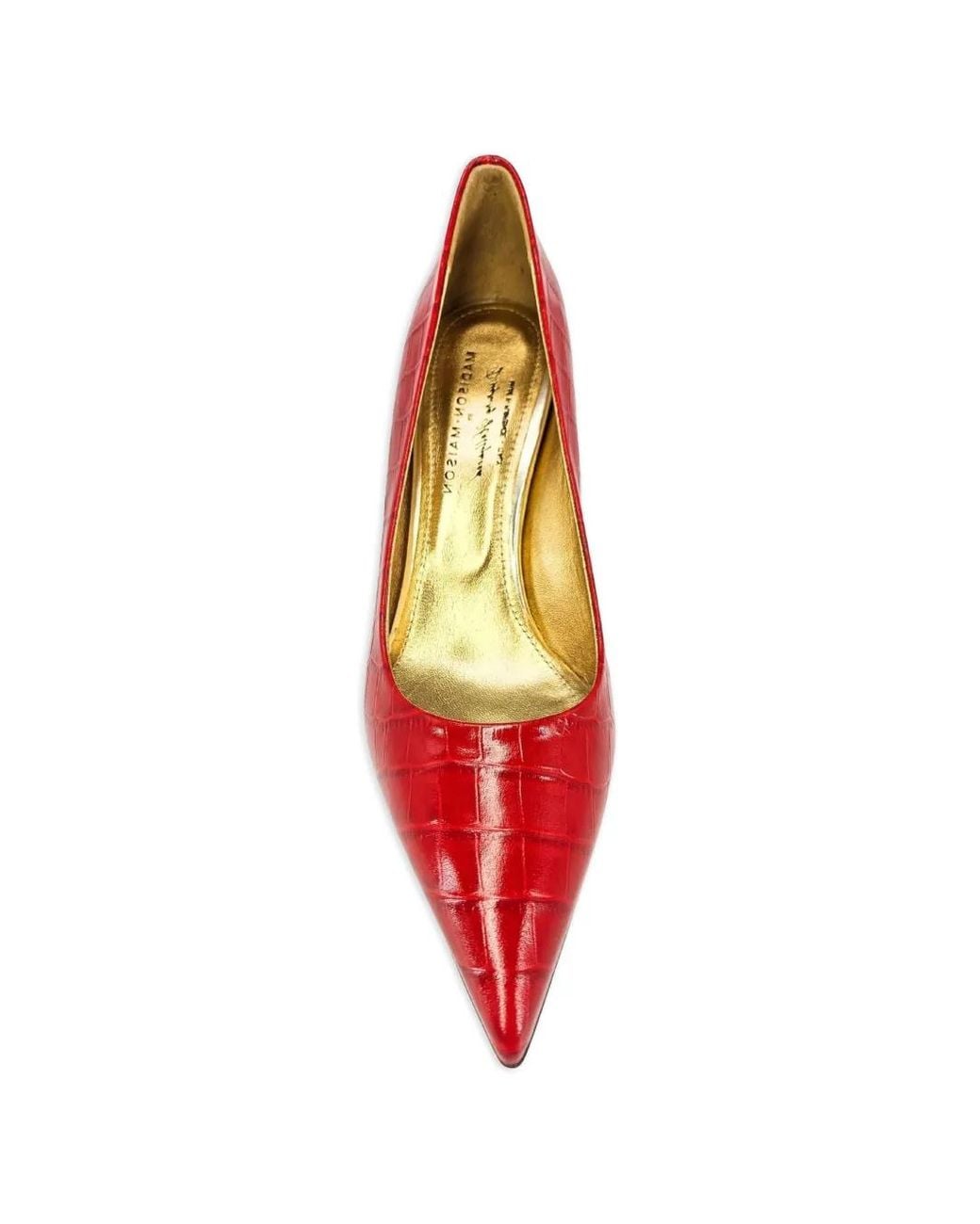 Madison Maison Red Annuccia Leather Croc-Effect Pumps