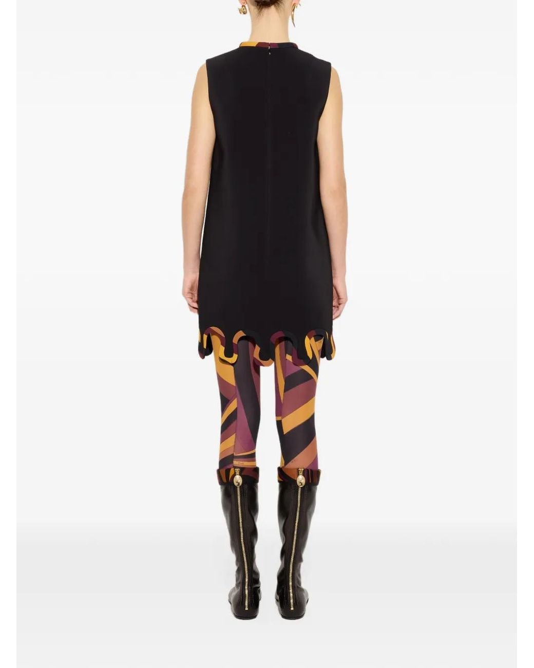Emilio Pucci Black Cady Dress With Printed Details